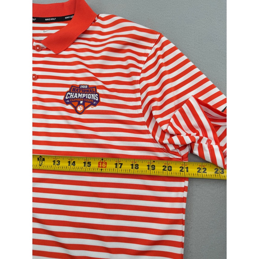 Nike Clemson Tigers 2018 National Champions Golf Polo Mens Medium Orange Striped - Picture 8 of 9